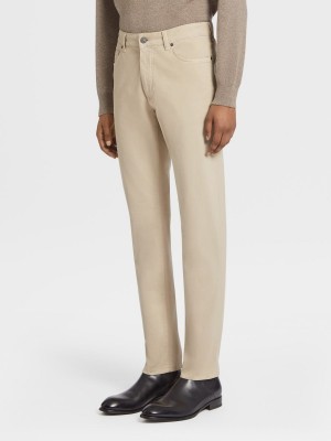 Beige Zegna Stretch Cotton Roccia Jeans | NWHJFSL-94