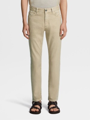 Beige Zegna Stretch Linen And Cotton Jeans | MRBOJPU-92