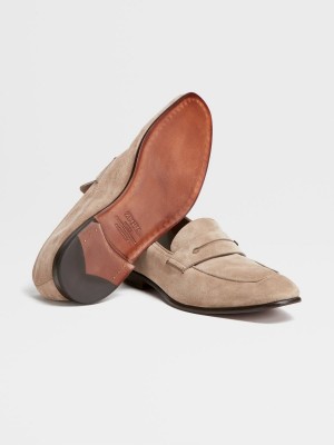 Beige Zegna Suede L'Asola Loafers | ELMUIBR-26