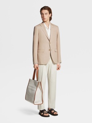 Beige Zegna Trofeo Summer Wool And Linen Jacket | LAFEUHQ-95