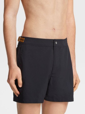 Black Zegna 232 Road Brand Mark Swim Boxers | KAYVMCR-93