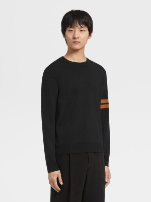 Black Zegna High Performance Wool Crewneck | ARYTLKC-95