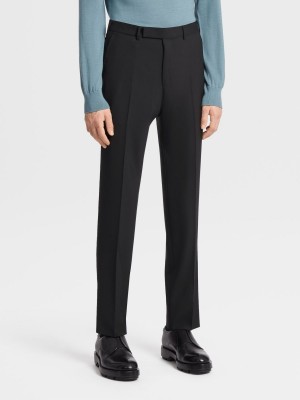 Black Zegna High Performance Wool Pants | LICURBS-73