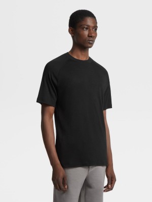 Black Zegna High Performance Wool T-shirt | WVRQNGB-45