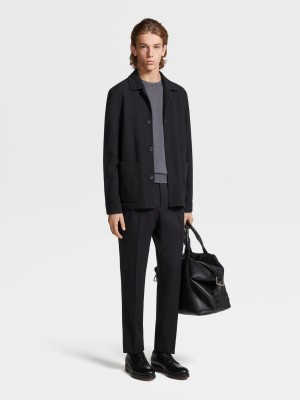 Black Zegna Jerseywear Wool And Cotton Chore Jacket | WBFPJXL-50