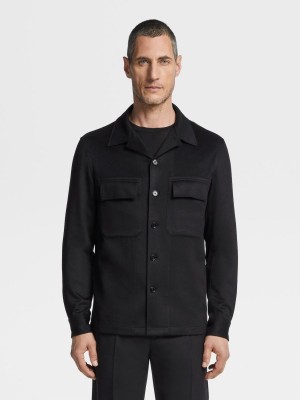 Black Zegna Oasi Cashmere Alba Overshirt | TYUADSP-97