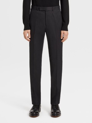 Black Zegna Premium Cotton Pants | CRUKMHZ-65