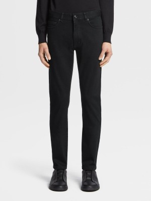 Black Zegna Rinse-washed Stretch Cotton Roccia Jeans | BLYXHKU-50