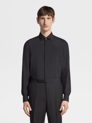 Black Zegna Silk Evening Shirt | RTJDFLN-42