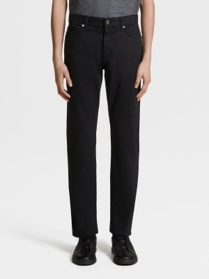 Black Zegna Stretch Cotton Roccia Jeans | WBYHMQT-86