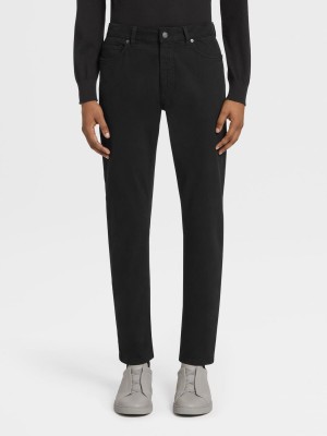 Black Zegna Stretch Cotton Roccia Pants | DQBHWST-31