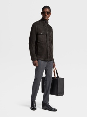 Black Zegna Suede Overshirt | GYERQHL-84