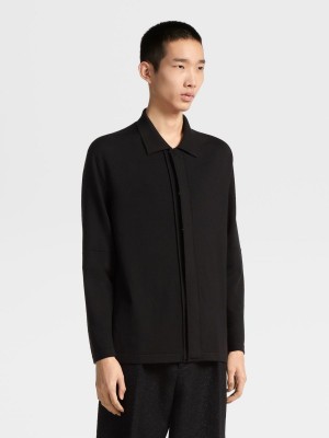 Black Zegna Wool Polo Shirt | AVRIXJH-85