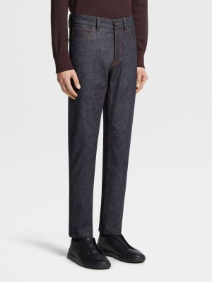 Blue Zegna Rinse-washed Cotton And Cashmere Roccia Jeans | UXEZIJP-09