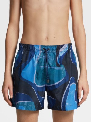 Blue Zegna Technical Fabric Printed Swim Boxers | JQBOEKG-10