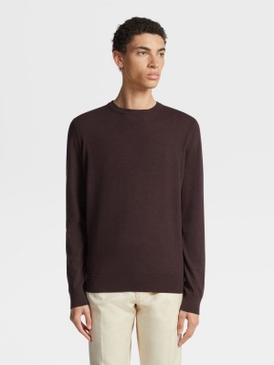 Burgundy Zegna 12milmil12 Wool Crewneck | LBAXVPI-18