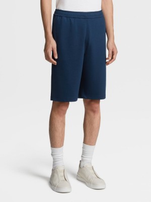 Dark Blue Zegna High Performance Wool Shorts | LZFHYJT-87