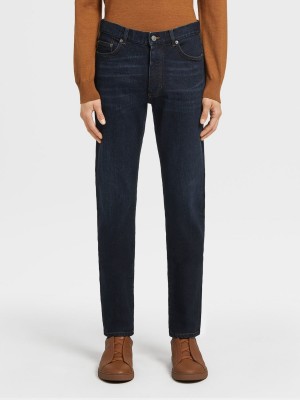 Dark Blue Zegna Rinse-washed Stretch Cotton Roccia Jeans | TVQRODJ-08