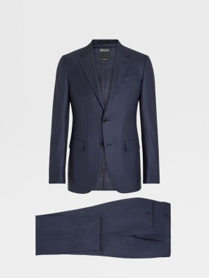 Dark Blue / Light Blue Zegna 15milmil15 Wool Suit | HKDGTAI-41