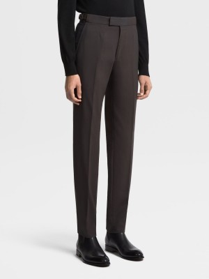 Dark Brown Zegna High Performance Wool Pants | DWOZCLG-35