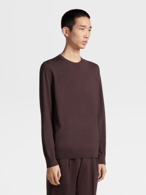 Dark Burgundy Zegna Cashseta Crewneck | DRAGTIC-78