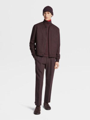 Dark Burgundy Zegna Oasi Cashmere Elements Bomber | AKLJIUN-52