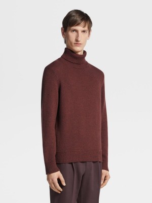 Dark Burgundy / Grey Zegna Oasi Cashmere Turtleneck | MXFSTAQ-56