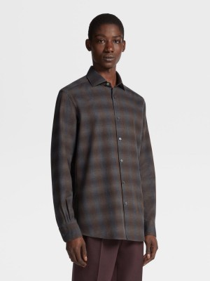 Dark Grey Zegna Cashco Shirt | FMHNYXA-61