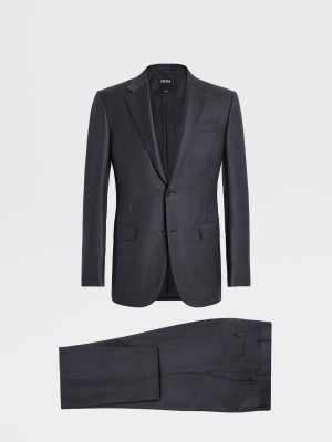 Dark Grey Zegna Trofeo Wool Suit | RUEHQLN-95