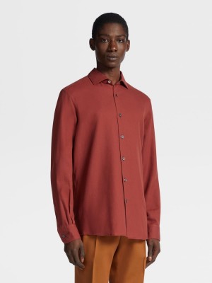 Dark Red Zegna Cashco Shirt | VCKETGL-36