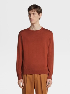 Dark Red Zegna Cashseta Crewneck | MXPDQGH-30