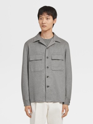 Grey Zegna Oasi Cashmere Alba Overshirt | JOZUEYD-58