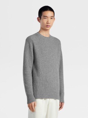 Grey Zegna Oasi Cashmere Crewneck | MXPFHZE-90