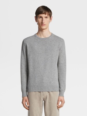 Grey Zegna Oasi Cashmere Crewneck | TSYQJVO-06