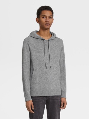 Grey Zegna Oasi Cashmere Hoodie | UYQMZKE-01