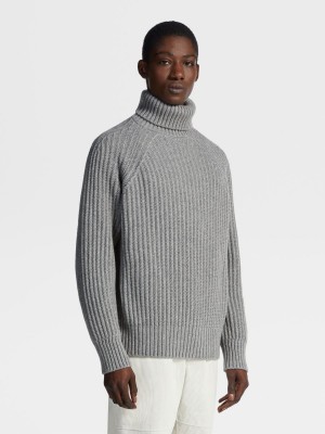 Grey Zegna Oasi Cashmere Turtleneck | NALYJWI-46