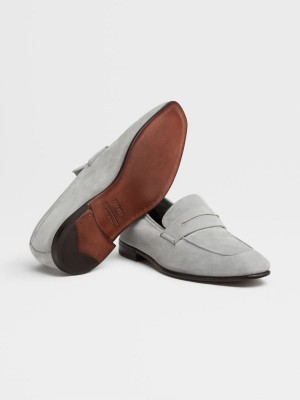 Grey Zegna Suede L'Asola Loafers | TYQVNLH-72