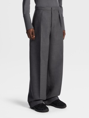 Grey Zegna Wool Pants | AOWIDTX-60