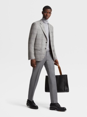 Grey / Light Beige Zegna Cashmere Blend Jacket | MEOBGJF-63