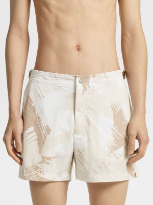 Light Beige Zegna 232 Road Brand Mark Swim Boxers | DYSCUJH-47