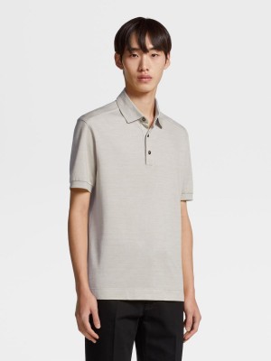 Light Beige Zegna Cotton And Silk Short-sleeve Polo | XYNVEJS-89