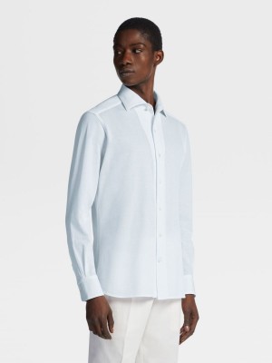 Light Blue Zegna Cotton Shirt | KAXZJHY-38