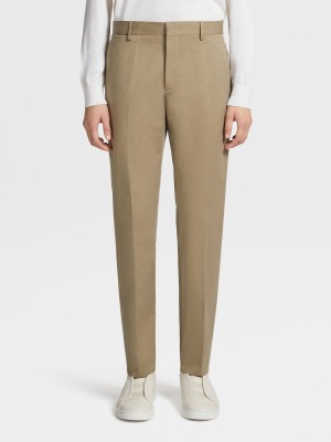 Light Brown Zegna Cotton Pants | UJWLITE-24