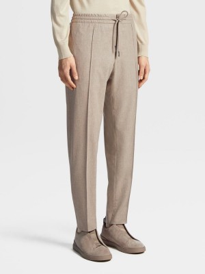 Light Grey Brown Zegna 14milmil14 Wool Blend Joggers | AFWBOTY-54