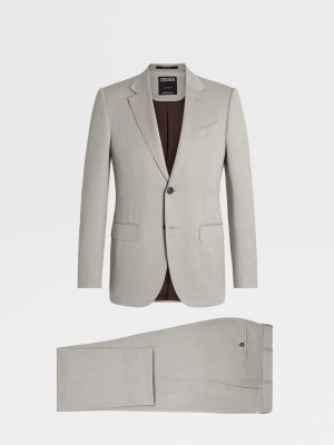 Light Grey Brown Zegna Centoventimila Wool Suit | RTOGZBW-42