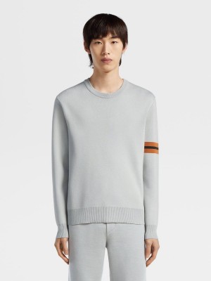 Light Grey Zegna High Performance Wool Crewneck | WEGRCDA-19