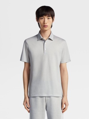 Light Grey Zegna High Performance Wool Piquet Polo Shirt | XEGSVKI-80