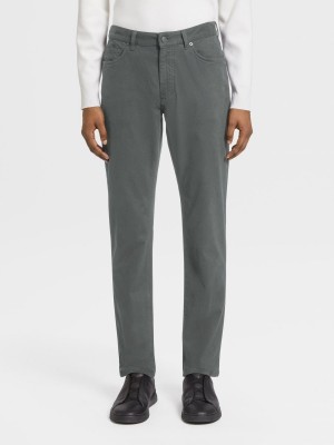 Light Grey Zegna Stretch Cotton Roccia Jeans | CMYLAXP-03