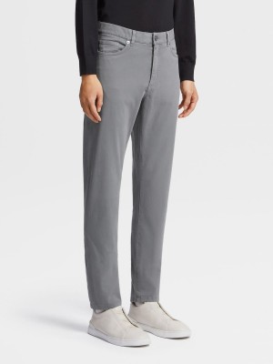 Light Grey Zegna Stretch Cotton Roccia Pants | GCNDVFH-20