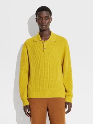 Light Yellow Zegna The Elder Statesman Oasi Cashmere Polo Shirt | BGCROYI-52